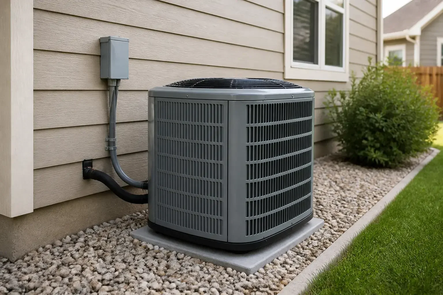 New AC unit beside a home exterior