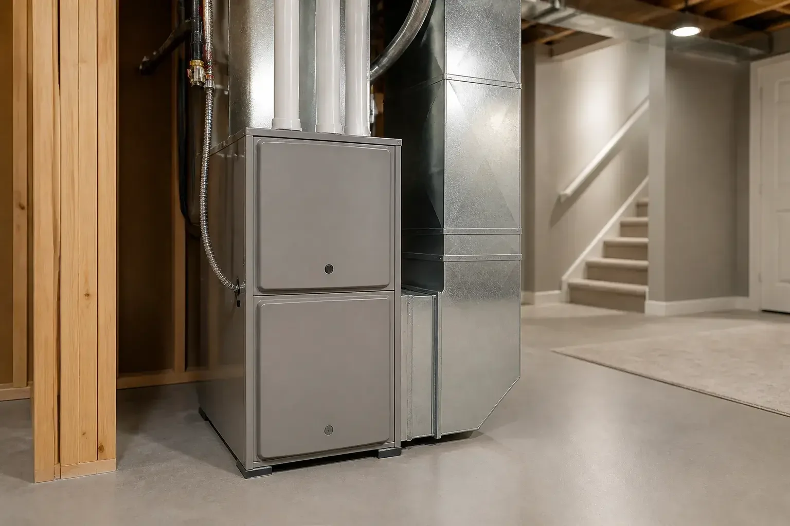 Repaired furnace in a tidy mechanical area